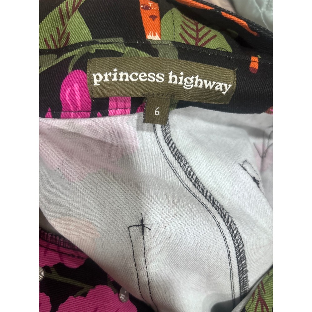 Princess Highway Woodland Deer Mushroom Wide Leg Overalls Black Pink Womens 6 - Picture 8 of 8